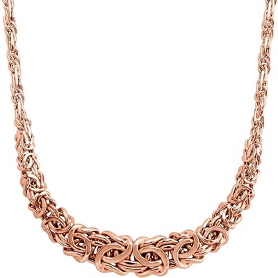 Graduated Byzantine Links Necklace in 14K Rose Gold