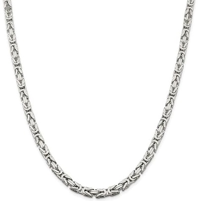 925 Sterling Silver 5mm Byzantine Chain Bracelet