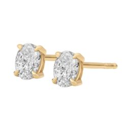 14K Yellow Gold Oval Cut Lab Grown Diamond Stud Earrings 0.25 CTW