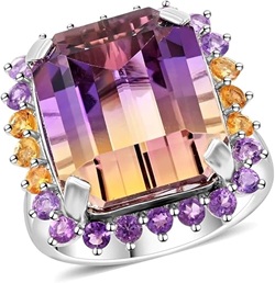 Ametrine Multi Gemstone 925 Sterling Silver Cocktail Ring