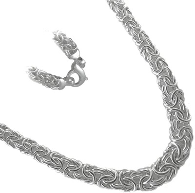 Byzantine Graduated Necklace. 9mm to 14mm Thick Domed Oval .925 Sterling Silver