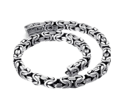 Stainless Steel Byzantine Chain Necklace for Men 24 Inches