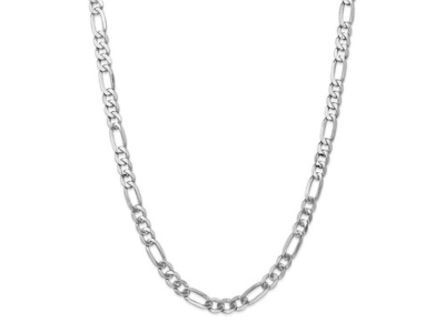 14K White Gold 7mm Flat Figaro Chain Necklace 26 Inches