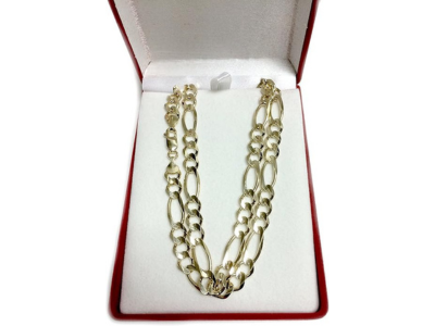 10k Yellow Solid Gold Figaro Chain Necklace, 8.3mm