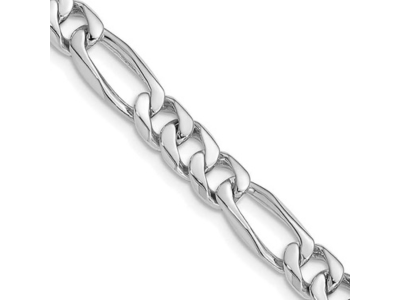 14K White Gold 7mm Hand Polished Figaro Link Chain Necklace 20 Inches