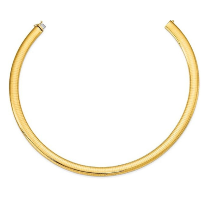 14K Gold 10mm Domed Omega Necklace