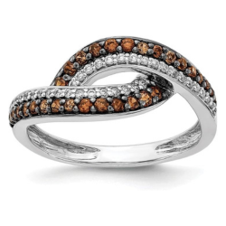 14k White Gold White and Champagne Diamond Black Rhodium Plated