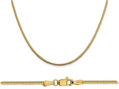 Yellow Gold 24 inch 1.85mm Round Snake Lobster Clasp Chain Necklace