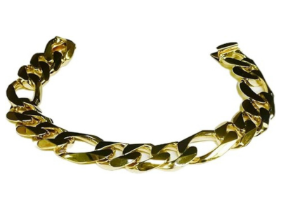 14k Solid Yellow Gold Handmade 18mm Figaro Link Bracelet, 10 Inches