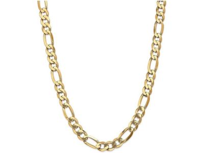 26 Inches 14K Yellow Gold 10mm Flat Figaro Chain Necklace