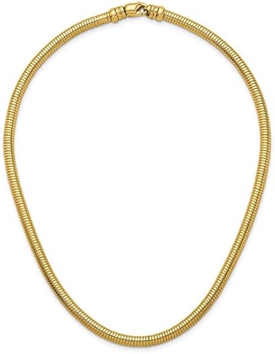 14K Solid Yellow Gold 4.8mm Cubetto Omega Snake Necklace Chain