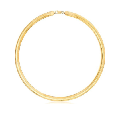 Italian 8mm 18kt Gold Over Sterling Omega Necklace. 16 inches