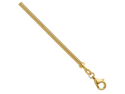 14k Yellow Gold 2.4mm Snake Chain Necklace 16 to 30 Inches