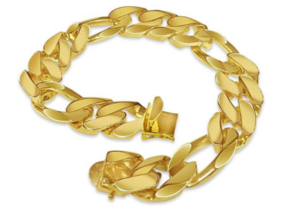 14k Solid Yellow Gold Handmade 16mm Figaro Link Bracelet, 9 Inches