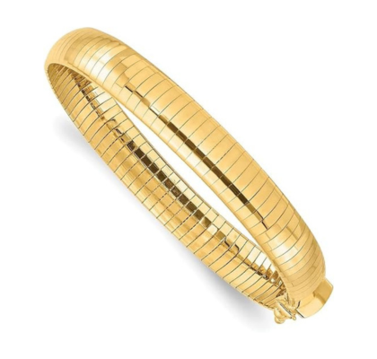 14K Yellow Gold 8mm Lightweight Domed Omega Bracelet