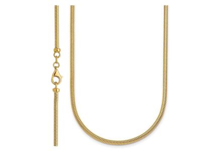 14k Gold 2.4mm Snake Chain Necklace 20 Inch Chain Necklace for Women