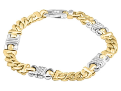 Men's Figaro 14k Gold (62gram) or Platinum (99gram) 9mm Link Bracelet 8.75 Inches