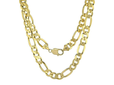 Solid Yellow 10K Gold 10mm Figaro Chain Necklace