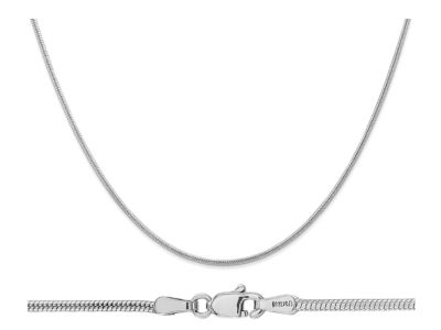 14K White Gold 1.6mm Round Snake Chain Necklace 30 Inches