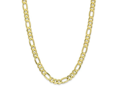 10K Yellow Gold 8.75mm Light Concave Figaro Chain Necklace