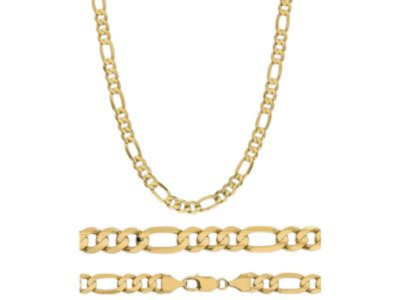 Solid 10k Yellow Gold 8.75mm Concave Figaro Chain Necklace