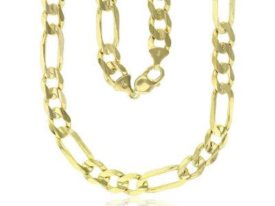 14K Yellow Gold Solid 2mm-12mm Figaro Italian Chain with Lobster Claw Clasp