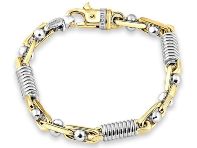 Mens Figaro Link 14k Gold (54gram) or Platinum (87gram) 7.5mm Link Bracelet 8 Inches