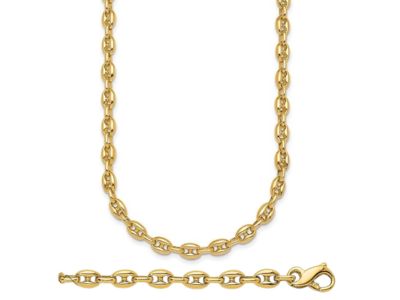 14k Yellow Gold Polished Solid 5.0mm Anchor Chain Necklace Neck Jewelry