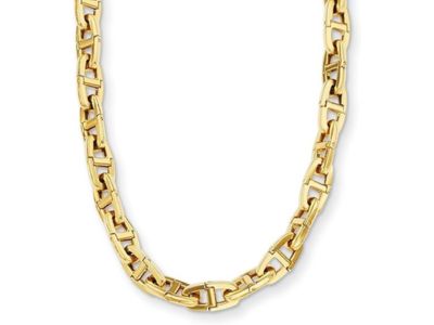 14K Yellow Gold Polished Solid Anchor Link Chain Necklace 20 Inches