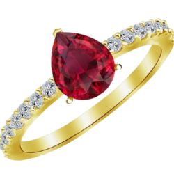 3.3 Carat Single Row Classic Pear Cut Ruby Diamond Engagement Ring