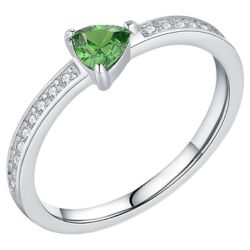 Womans White Gold Green Triangle Peridot Delicate Wedding Band