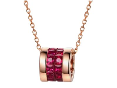 Ruby Gemstone Solid 14K Rose Gold Necklace Charm Pendant