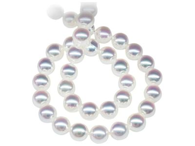 Womens Akoya Pearl Necklace 9-9.5mm White Round Long Seawater Pearl