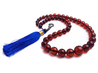 Natural Blood Red Amber Gemstone Long Round Beads Necklace