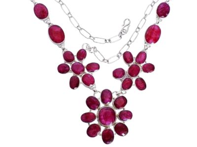 Corundum Ruby Gemstone 925 Solid Sterling Silver Necklace Designer Jewelry