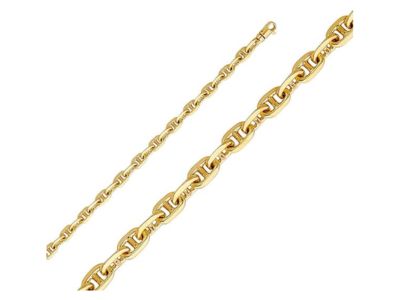 14K Yellow Gold Handmade Anchor Chain Necklace With Lobster Claw Clasp