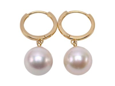 18k Gold Akoya Pearl Wedding Stud Earrings for Women 9mm