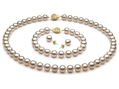 White 7.5-8mm AA Quality Japanese Akoya Cultured Pearl Set for Women