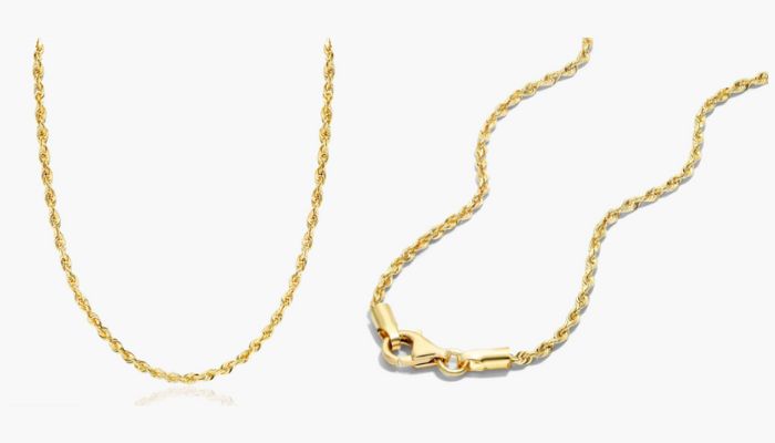 14K Yellow Gold 1.6mm Rope Chain Necklace - 16 inches