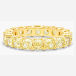 14K Yellow Gold Fancy Yellow Cushion Cut Diamond Eternity Ring