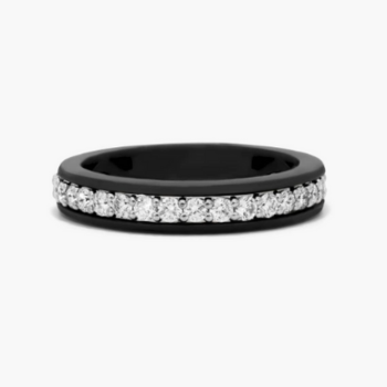 14K Black and White Gold Noir Micropave Wedding Band