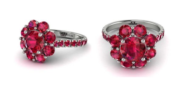 1.30 carat Ruby Engagement Ring Halo Gold