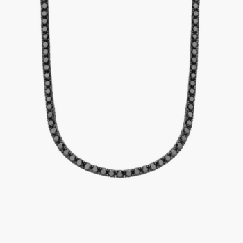 Black Diamond Eternity Necklace in Black Rhodium-Plated 14K White Gold