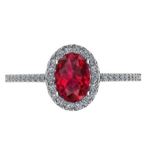 2.25 Carat Classic Halo Oval Cut Ruby Diamond Engagement Ring