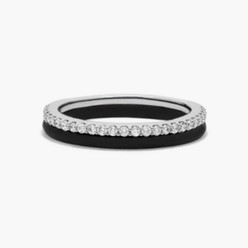 14K Black And White Gold Micropave Noir Wedding Band