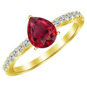 3.3 Carat Single Row Classic Pear Cut Ruby Diamond Engagement Ring