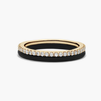 14K Black And Yellow Gold Micropave Noir Wedding Band