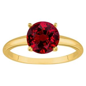 18K Yellow Gold Round Ruby 4 Prong Diamond Engagement Ring