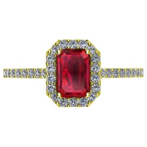 2.25 Carat Classic Halo Emerald Cut Ruby Diamond Engagement Ring