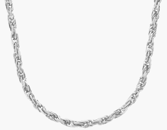 24" Rope Chain in 14k White Gold (1.15 mm)